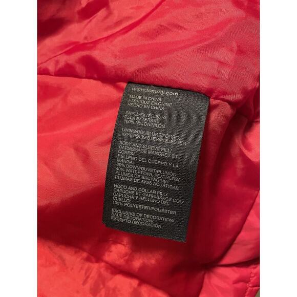 Tommy Hilfiger Red Puffer Jacket Size M Down/Feathers - 20” Chest; 34” Length - Picture 7 of 8